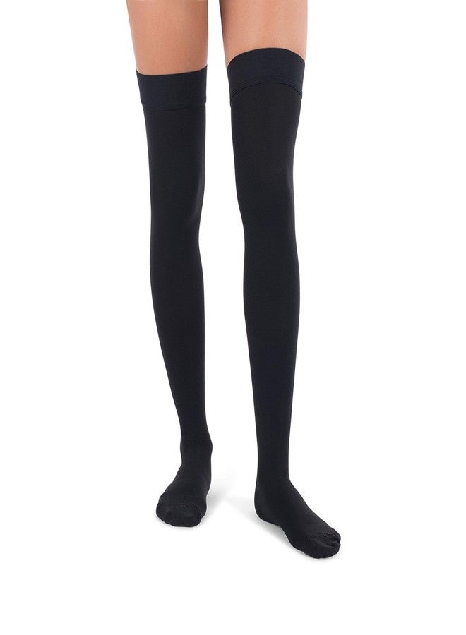 JOMI COMPRESSION Thigh High Collection, 20-30mmHg Premiere Closed Toe Made In USA 240 (Large, Black) - Image 1