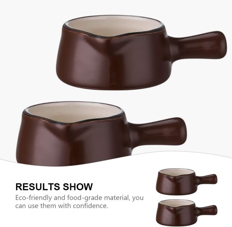 Coffee Creamer Coffee Syrup 2pcs Ceramic Creamer Jugs, Mini Sauce Cup Milk Creamer Pitcher with Handle Food Serving Pitcher for Home Kitchen 50ML (Brown) Coffee Creamer Coffee Syrup - Image 4