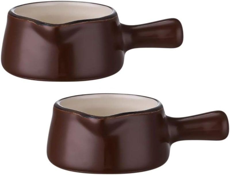 Coffee Creamer Coffee Syrup 2pcs Ceramic Creamer Jugs, Mini Sauce Cup Milk Creamer Pitcher with Handle Food Serving Pitcher for Home Kitchen 50ML (Brown) Coffee Creamer Coffee Syrup - Image 1