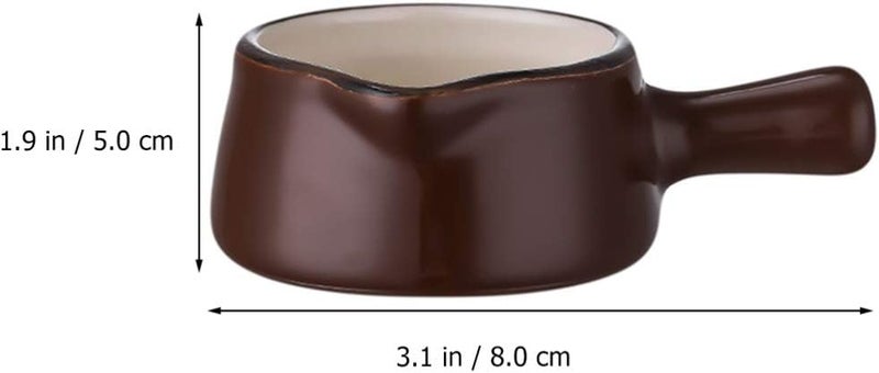 Coffee Creamer Coffee Syrup 2pcs Ceramic Creamer Jugs, Mini Sauce Cup Milk Creamer Pitcher with Handle Food Serving Pitcher for Home Kitchen 50ML (Brown) Coffee Creamer Coffee Syrup - Image 3