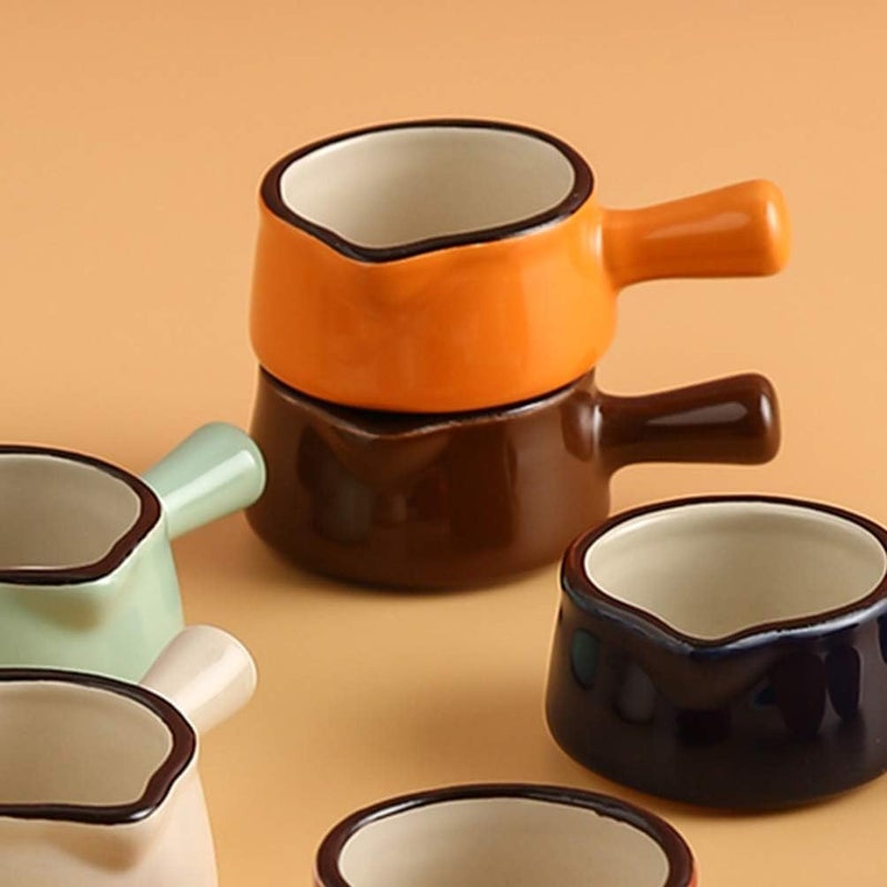 Coffee Creamer Coffee Syrup 2pcs Ceramic Creamer Jugs, Mini Sauce Cup Milk Creamer Pitcher with Handle Food Serving Pitcher for Home Kitchen 50ML (Brown) Coffee Creamer Coffee Syrup - Image 5