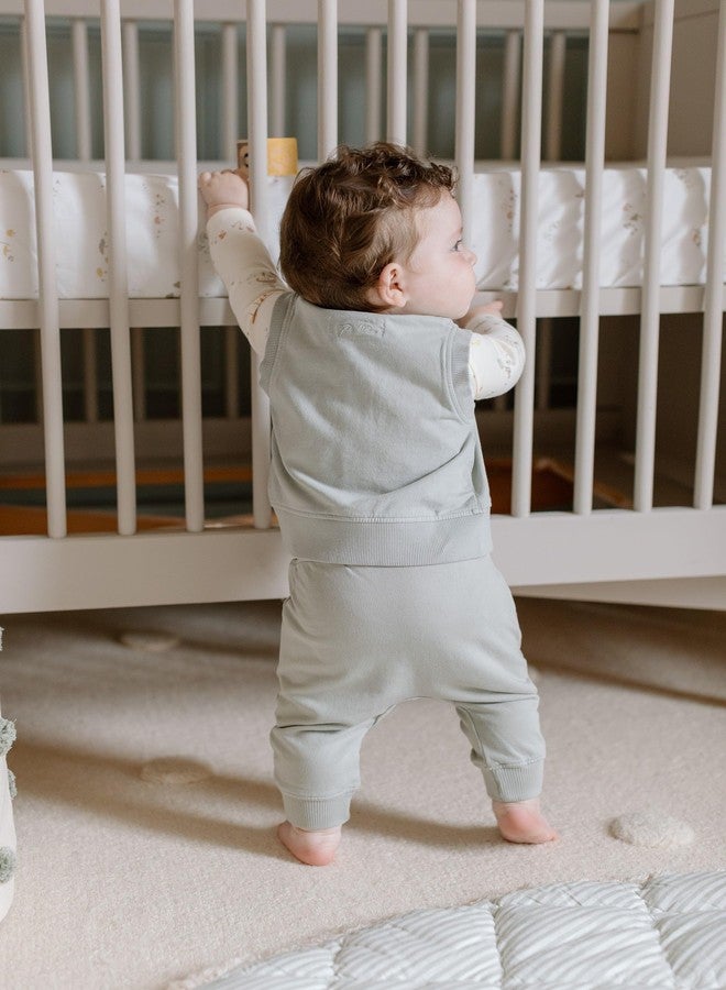 PEHR French Terry Harem Pant, Soft Sea | 100% Organic Cotton, Vintage-Washed French Terry, Relaxed Unisex Fit | Baby Pants with Elastic Waistband | Sizes 12-18 Months - Image 2