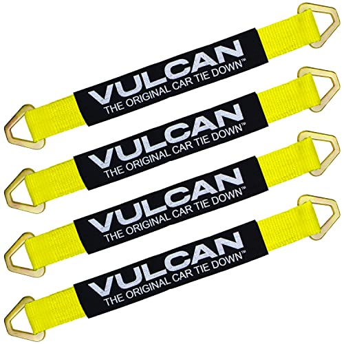 VULCAN Tie Down Axle Straps with Wear Pad - 4 Pack - Classic Yellow - 3,300 Pound Safe Working Load - Image 1