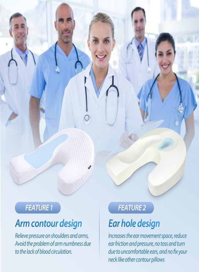HOMCA وسائد جانبية للبالغين من HOMCA، وسائد على شكل حرف U من الذاكرة لتخفيف آلام الرقبة، وسادة عنق للأشخاص الذين ينامون على الجانب مع غلاف وسادة قابل للإزالة والغسل (نسخة مطورة) - Image 4