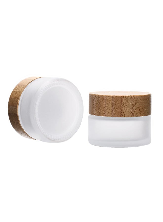 MANHOJIA 2 Pack 100ml Frosted Glass Cream Jars with Bamboo lidsWide Mouth Makeup Sample Storage Pot Dispenser Bottles for travel Jars Face Eye Shadow 100g - Image 2