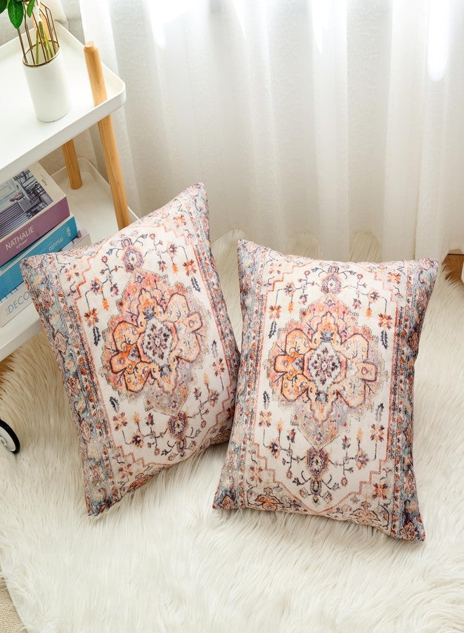 BUAEL Boho Throw Pillow Covers 20x20 inch Set of 2,Boho Vintage Carpet Pattern Antique Ethnic Decor Double Sided Pattern Cushion Cover Soft Pillow Case Living Sofa Room Bed Square Pillow Cover - Image 5
