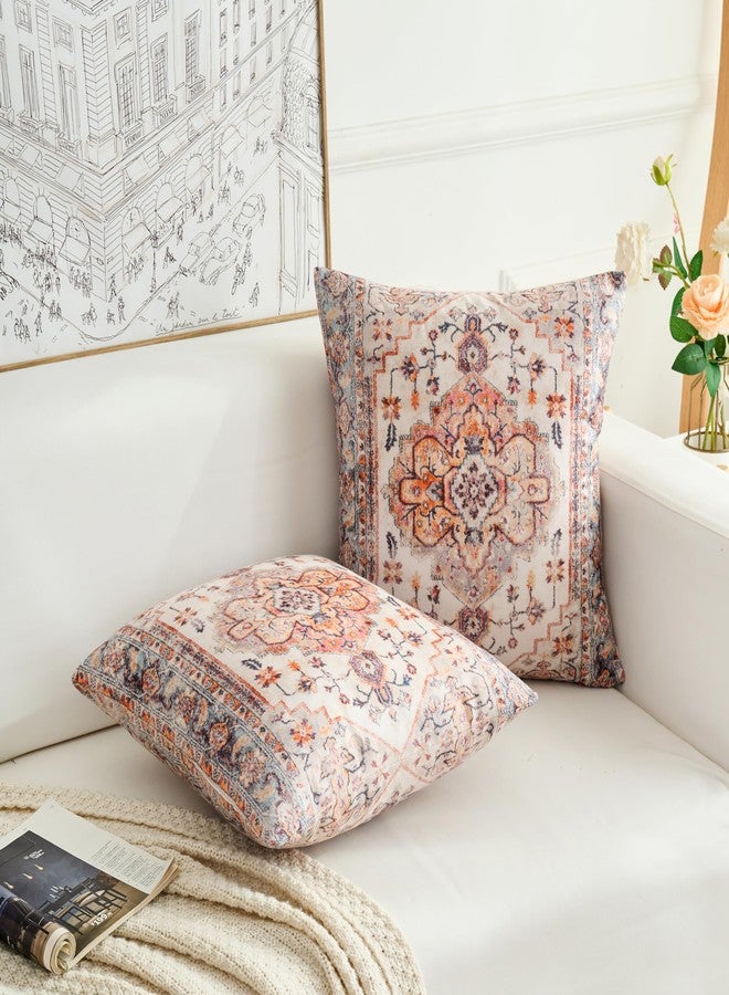 BUAEL Boho Throw Pillow Covers 20x20 inch Set of 2,Boho Vintage Carpet Pattern Antique Ethnic Decor Double Sided Pattern Cushion Cover Soft Pillow Case Living Sofa Room Bed Square Pillow Cover - Image 4
