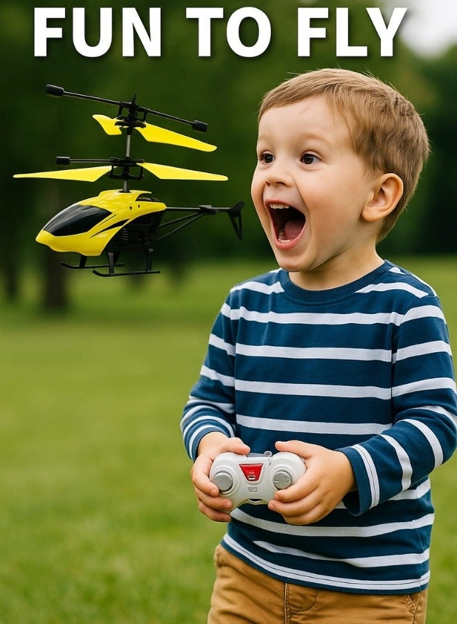 Hand Induction RC Helicopter With Cable And Remote-assorted ,Remote Control Helicopter Flying Toys, 2.5 Channel High Low Flight Suspension Induction Helicopter, Mini RC Helicopter for Kids Party Favours, Boy&Girls Birthday Gifts ((Yellow))  - Image 2