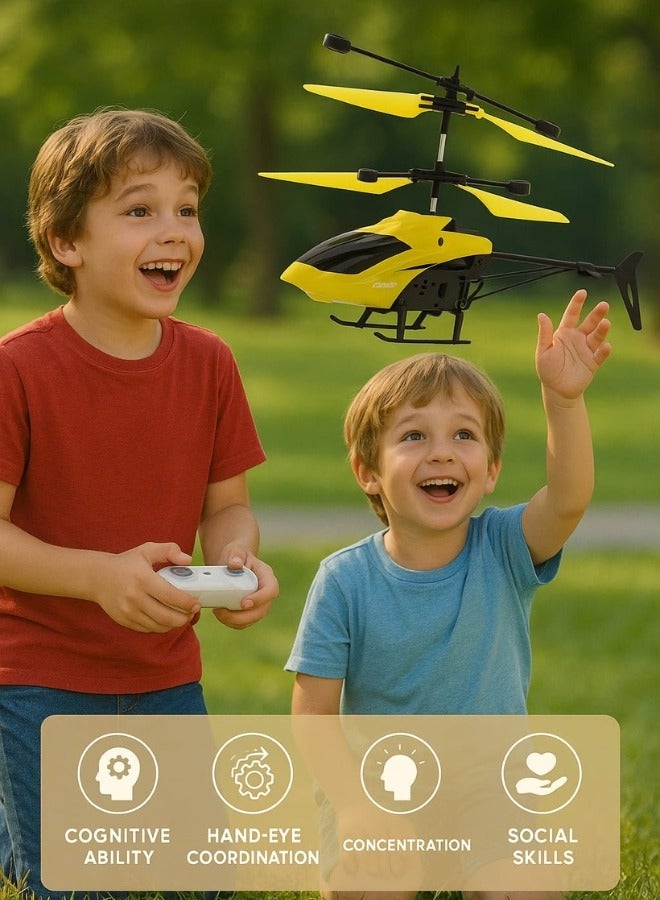 Hand Induction RC Helicopter With Cable And Remote-assorted ,Remote Control Helicopter Flying Toys, 2.5 Channel High Low Flight Suspension Induction Helicopter, Mini RC Helicopter for Kids Party Favours, Boy&Girls Birthday Gifts ((Yellow))  - Image 3