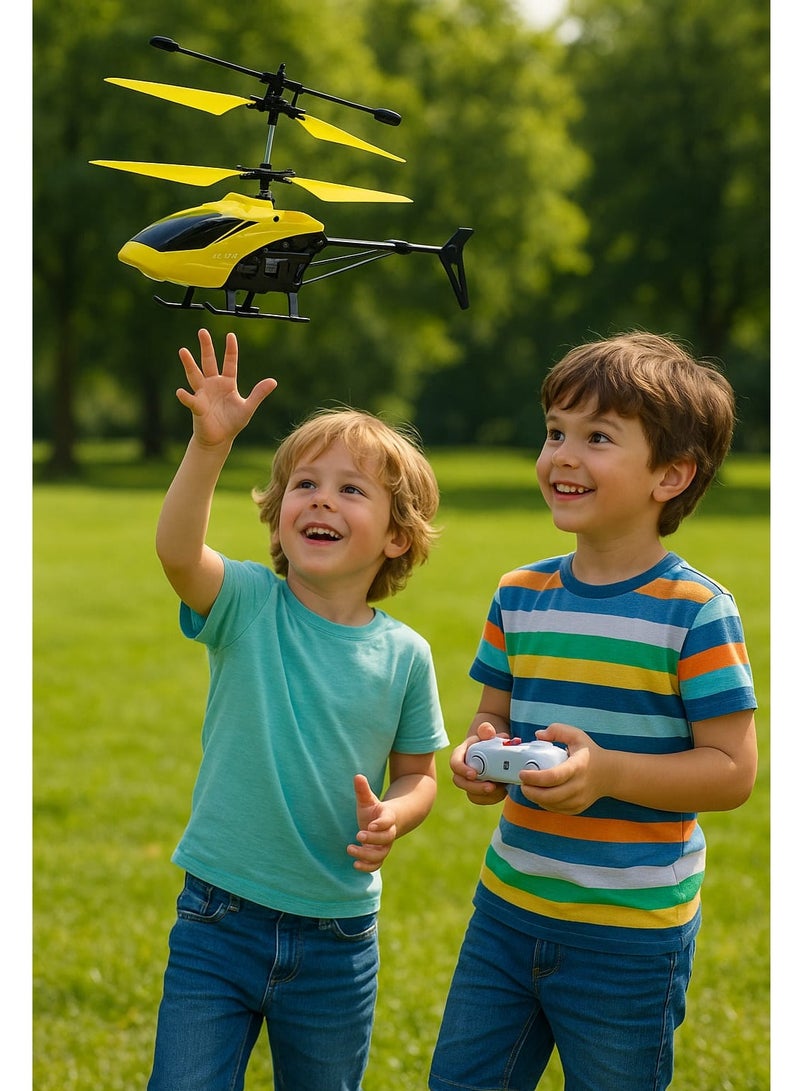 Hand Induction RC Helicopter With Cable And Remote-assorted ,Remote Control Helicopter Flying Toys, 2.5 Channel High Low Flight Suspension Induction Helicopter, Mini RC Helicopter for Kids Party Favours, Boy&Girls Birthday Gifts ((Yellow))  - Image 4