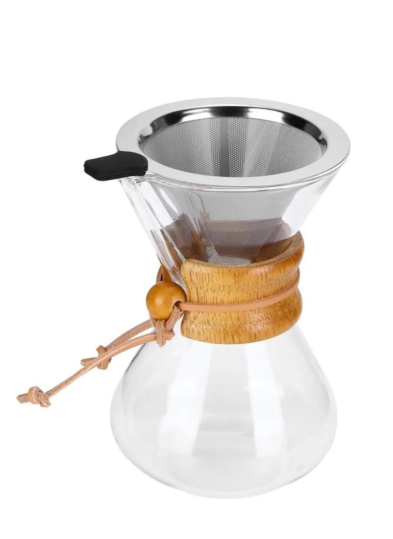 Generic Liying 600ML Manual Pour Over Coffee Maker, Glass Pot with Stainless Steel Filter for cafe, resturant, Home and Kitchen  - Image 2