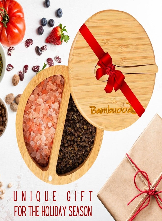 Bambuood Premium Bamboo Salt Cellar with 2 Compartment Swivel Magnetic Lid - 100% Handmade, Elegant Salt & Spices Storage Box and Multi-Use Container with Mini Spoon. - Image 5
