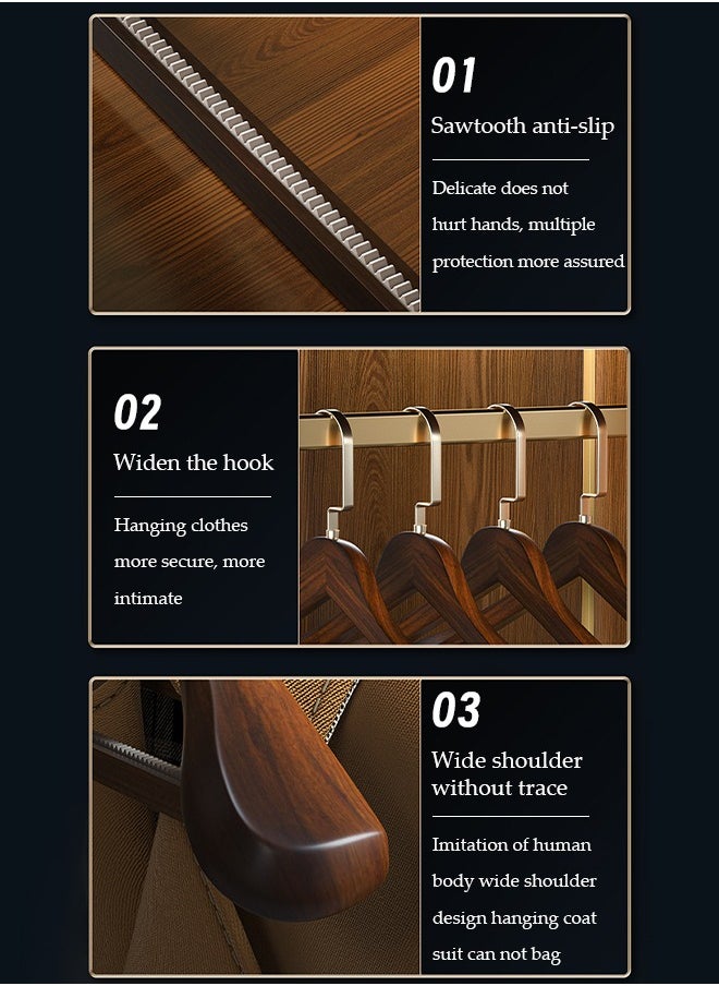 DUNISO - 5 Pieces of Wide Shoulder Wooden Hangers, vintage suit hangers，with non slip pants bar, smooth surface, suitable for jackets, suits, pants, jackets - Image 1