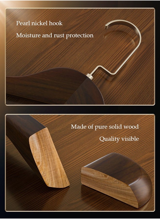 DUNISO - 5 Pieces of Wide Shoulder Wooden Hangers, vintage suit hangers，with non slip pants bar, smooth surface, suitable for jackets, suits, pants, jackets - Image 1