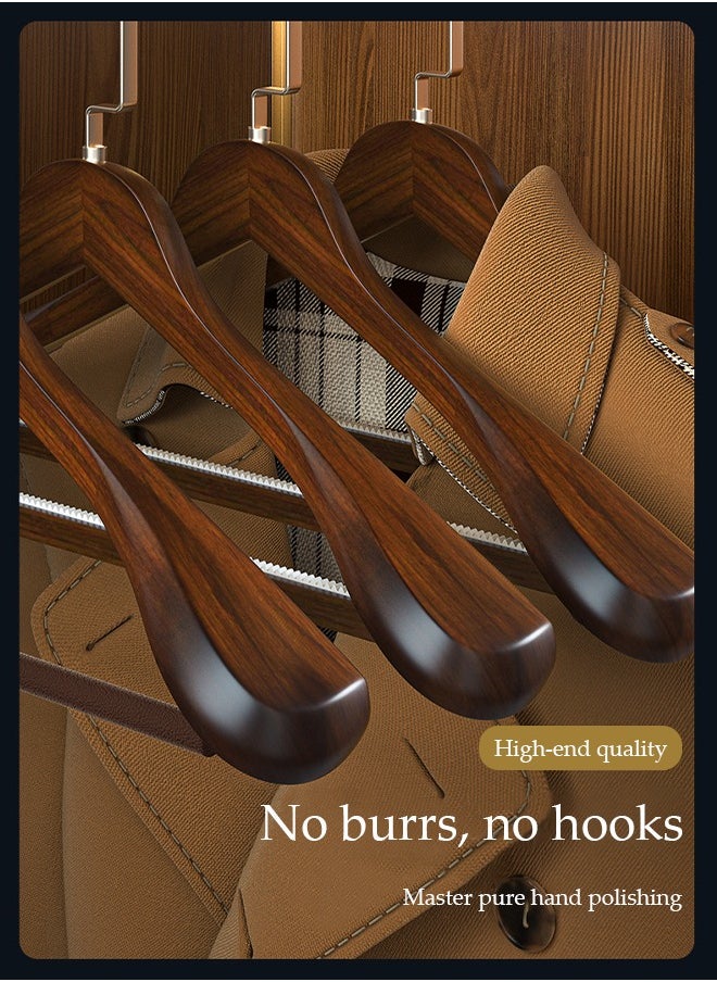 DUNISO - 5 Pieces of Wide Shoulder Wooden Hangers, vintage suit hangers，with non slip pants bar, smooth surface, suitable for jackets, suits, pants, jackets - Image 1