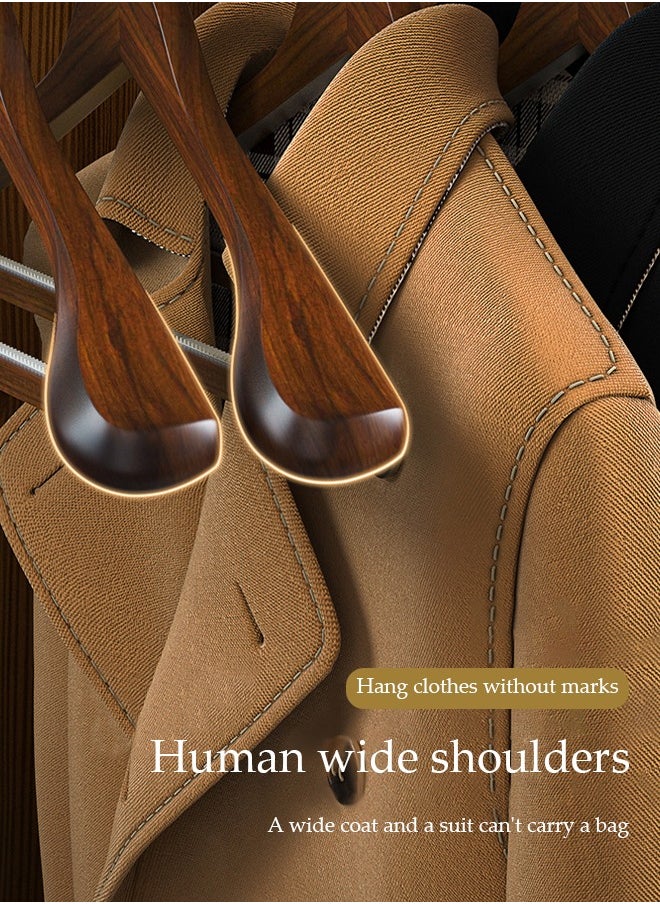 DUNISO - 5 Pieces of Wide Shoulder Wooden Hangers, vintage suit hangers，with non slip pants bar, smooth surface, suitable for jackets, suits, pants, jackets - Image 1