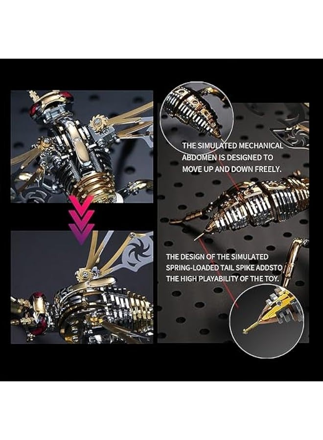 3D Metal Puzzles, Mechanical Wasp Assembly Model Kit DIY Construction Toys Stainless Steel Insect Building Blocks Personalized Gift for aldult (All Gold) - Image 2