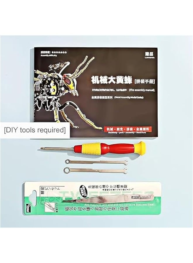3D Metal Puzzles, Mechanical Wasp Assembly Model Kit DIY Construction Toys Stainless Steel Insect Building Blocks Personalized Gift for aldult (All Gold) - Image 5