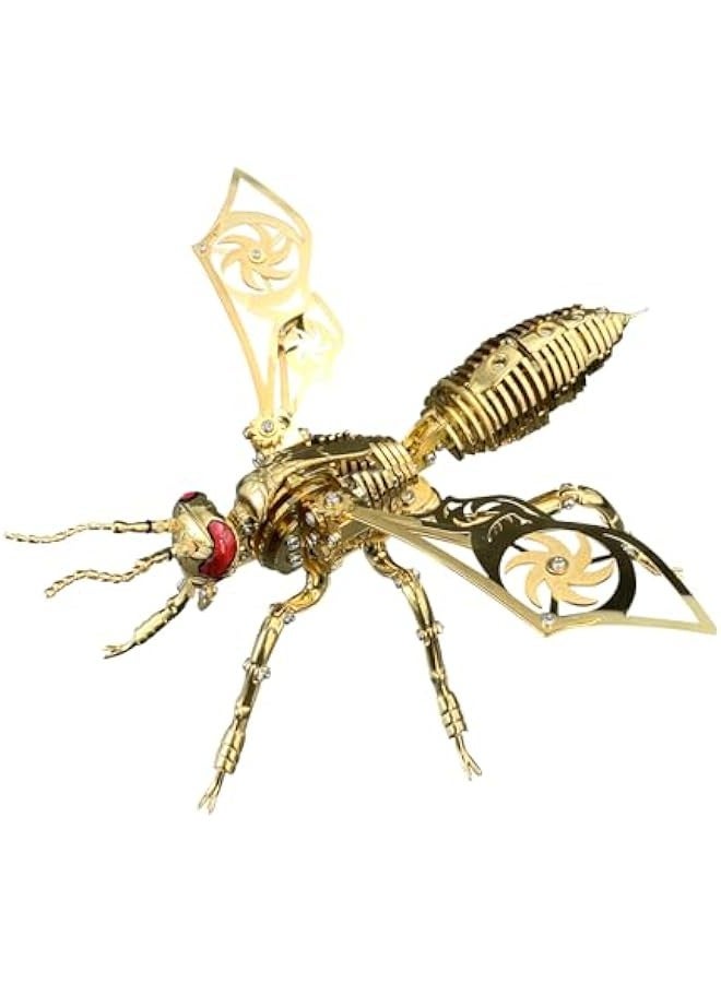 3D Metal Puzzles, Mechanical Wasp Assembly Model Kit DIY Construction Toys Stainless Steel Insect Building Blocks Personalized Gift for aldult (All Gold) - Image 1