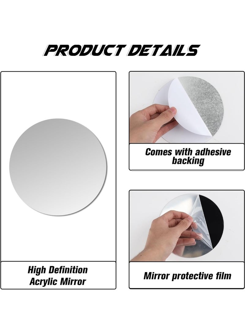 DIY Mirror Wall Sticker - 2 Sets Acrylic Round Mirror Decal Removable Vinyl Surface Art Wall Decoration for Bedroom & Living Room - Image 3