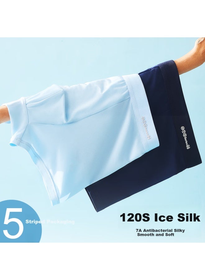 Ice Silk Men'S Underwear, Summer 7A Grade, Contains Mulberry Silk, Antibacterial Crotch, Seamless, Breathable, Large Size, Boxer Briefs - Image 2