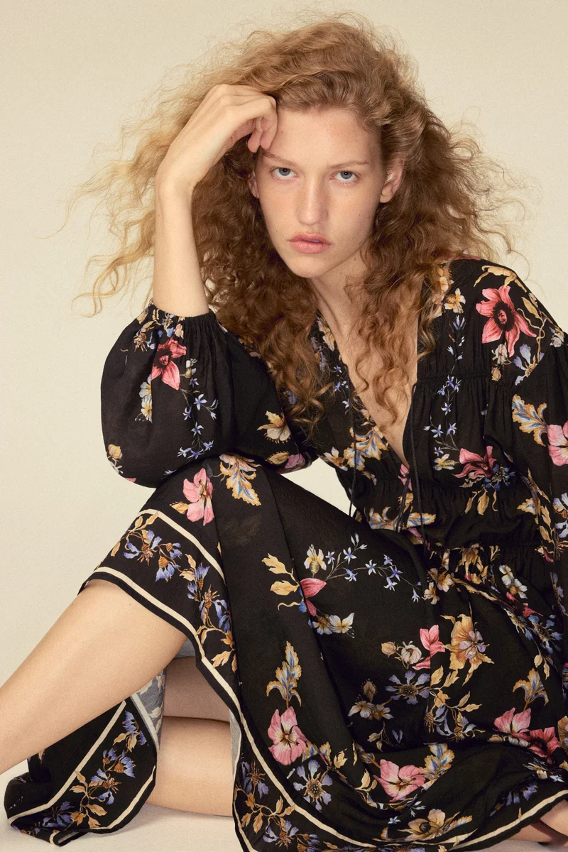 H&M  Printed tie-detail dress for Women | Best Price UAE
