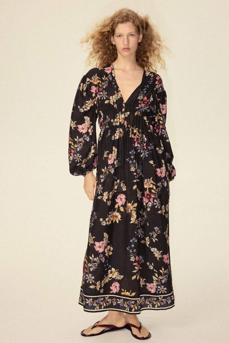 H&M  Printed tie-detail dress for Women | Best Price UAE