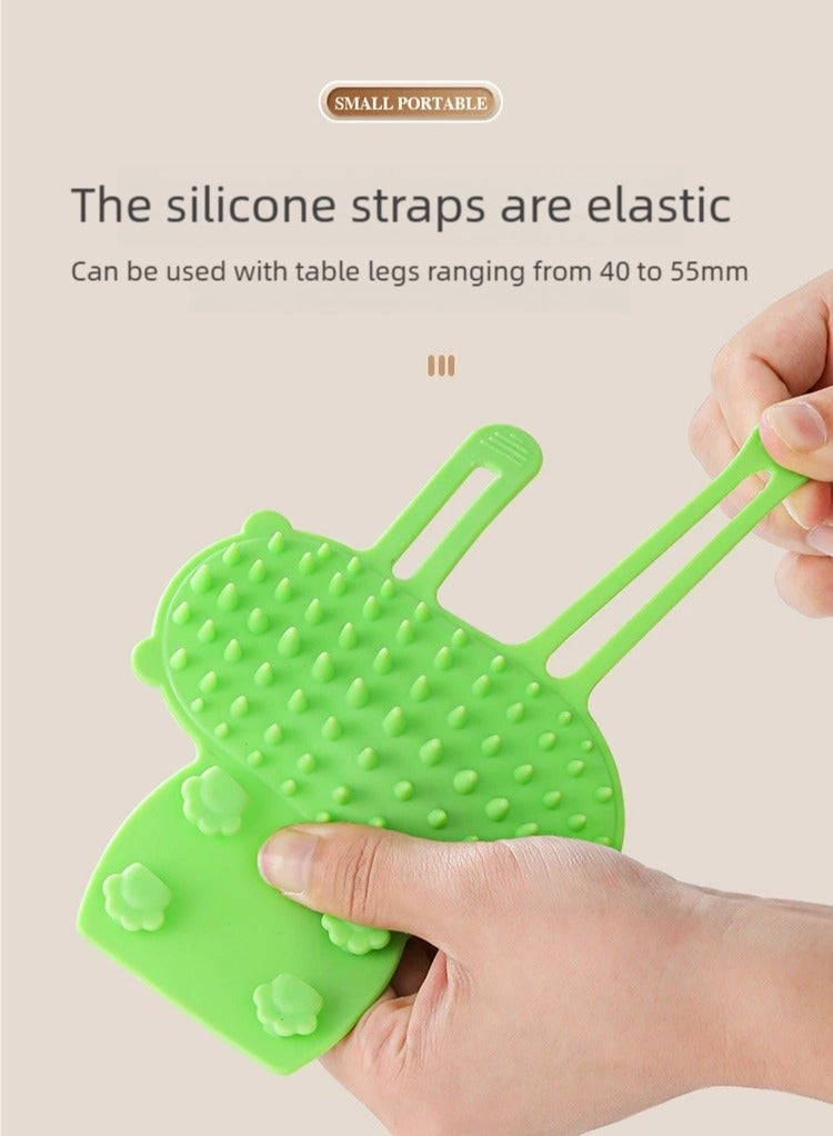 مجموعة مكونة من 4 قطع من فرشاة العناية بالحيوانات الأليفة ذاتية التنظيف وأداة الخدش للقطط والكلاب، وحزام سيليكون قابل للتعديل لأرجل الأثاث، وإزالة الشعر المتساقط بلطف - Image 5