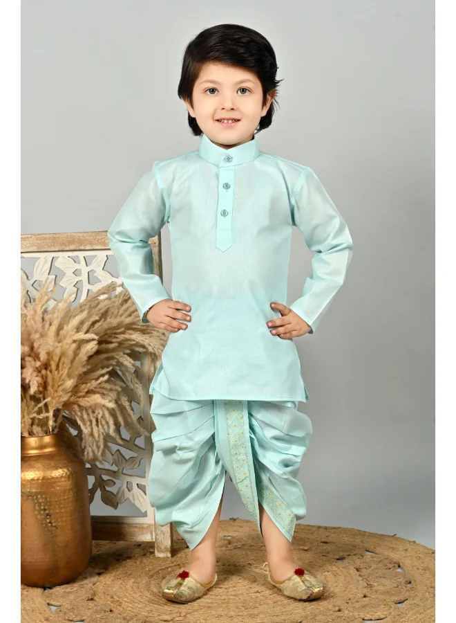 BT DEZINES Aqua Blue Kurta Dhoti Set for Boys