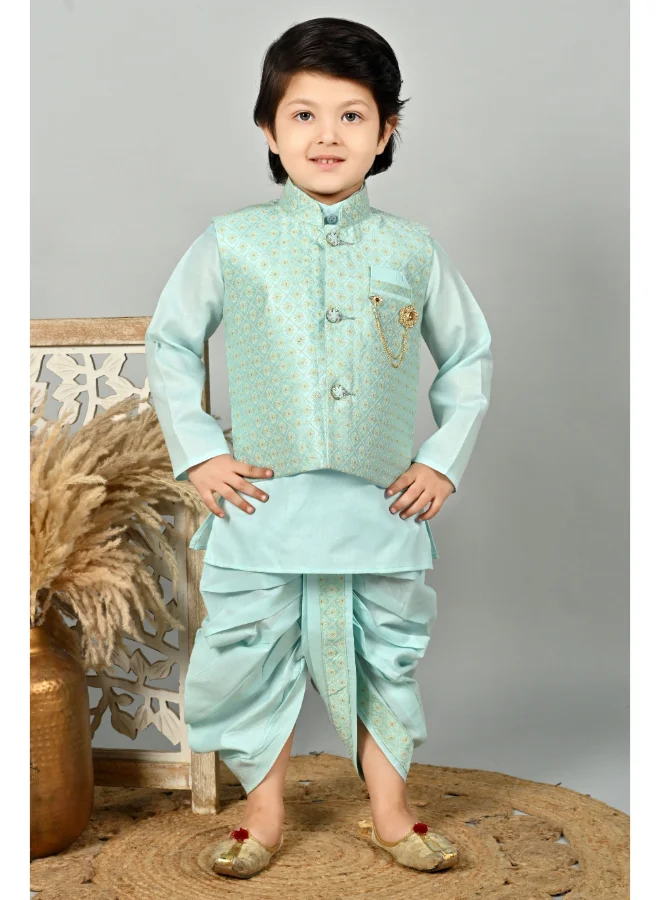 BT DEZINES Aqua Blue Kurta Dhoti Set for Boys