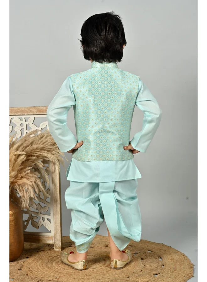 BT DEZINES Aqua Blue Kurta Dhoti Set for Boys