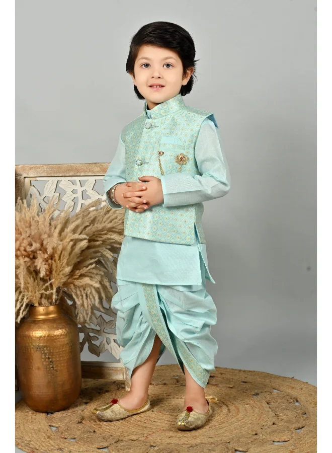 BT DEZINES Aqua Blue Kurta Dhoti Set for Boys