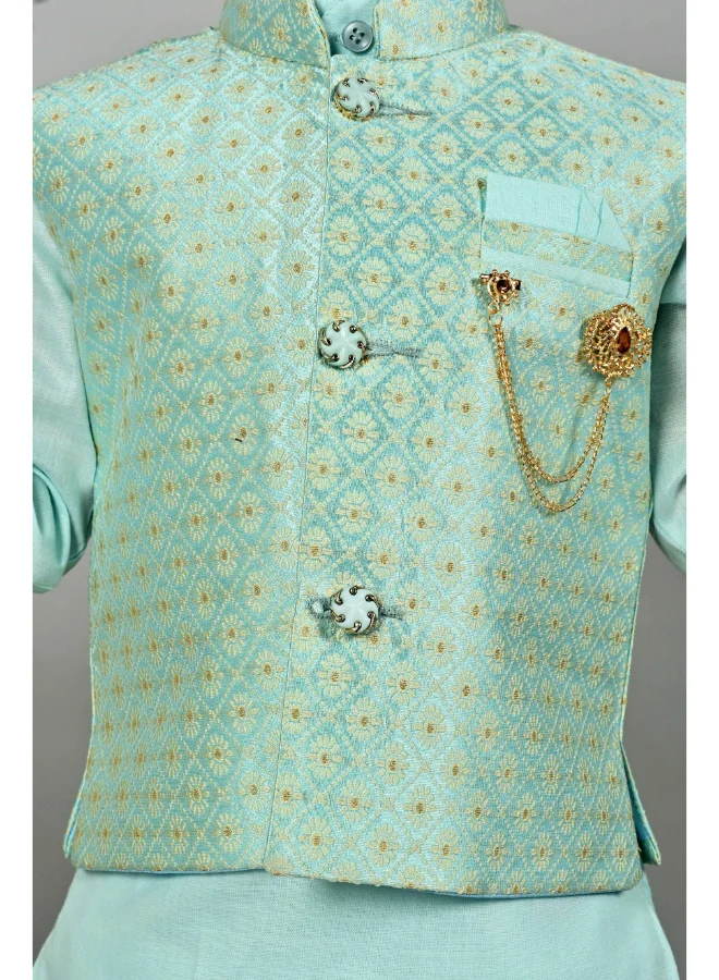 BT DEZINES Aqua Blue Kurta Dhoti Set for Boys
