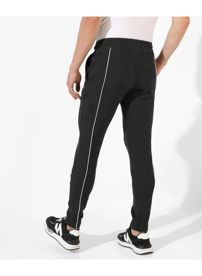 Campus Sutra Men's Solid Black Regular Fit Trackpants
