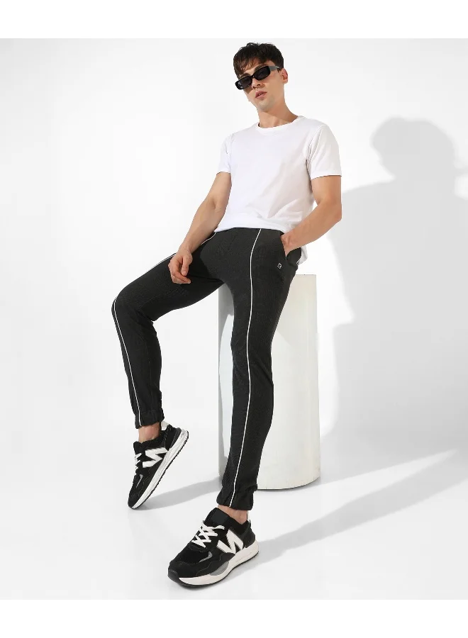 Campus Sutra Men's Solid Black Regular Fit Trackpants
