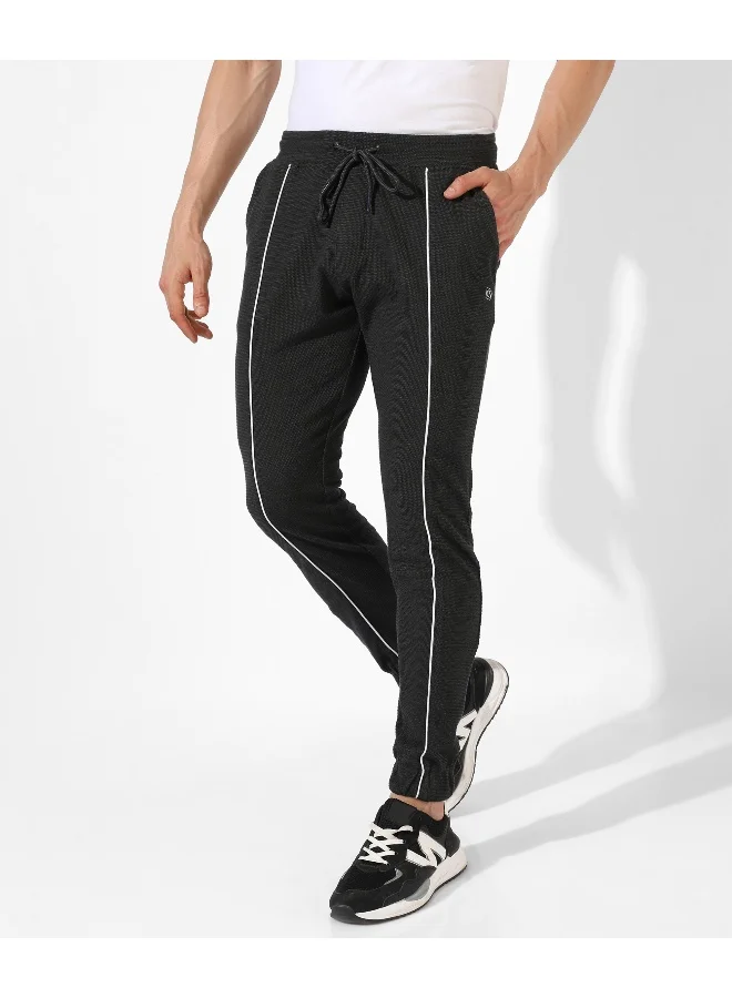Campus Sutra Men's Solid Black Regular Fit Trackpants