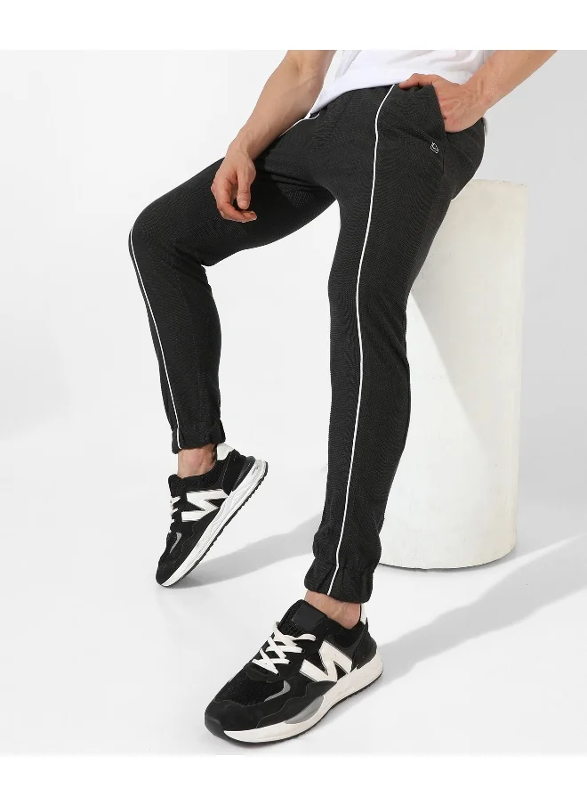 Campus Sutra Men's Solid Black Regular Fit Trackpants