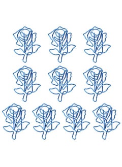 Thoraya 10PCS Paper Clip Blue Rose Shaped Pages Label Iron for Bookmark Notebook Agenda Book  - Image 1