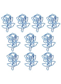Thoraya 10PCS Paper Clip Blue Rose Shaped Pages Label Iron for Bookmark Notebook Agenda Book  - Image 3