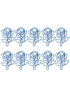 Thoraya 10PCS Paper Clip Blue Rose Shaped Pages Label Iron for Bookmark Notebook Agenda Book  - Image 2