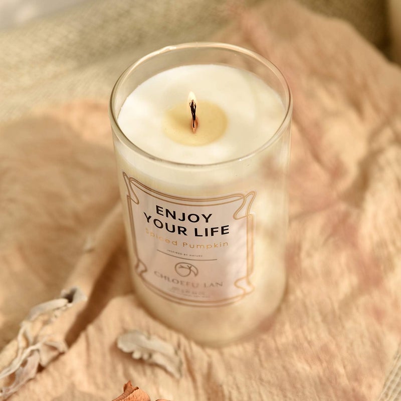 Chloefu LAN Fall Candles Farmhouse Spiced Pumpkin Candles Large Jar, 100% Natural Soy Candle for Home,Wood Wicked Candle,Highly Scented,110 Hours Long Burning, 24oz, Scented Candle for Halloween - Image 2