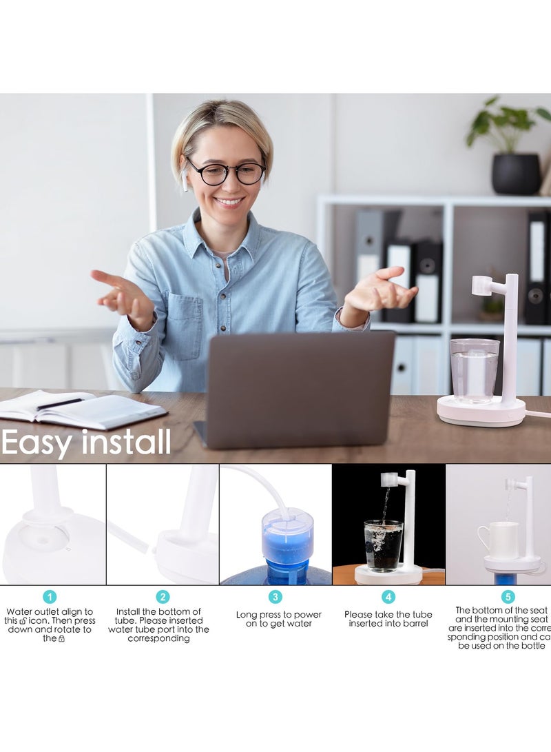 SYOSI Desktop Water Bottle Dispenser, 5 Gallon Water Dispenser Portable Electric Water Bottle Pump, Intelligent Desktop Water Bottle Dispenser, Wireless Water Jug Dispenser Suitable for Indoor, Outdoor - Image 5