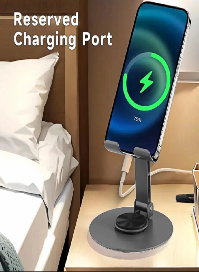 ليفي حامل معدني قابل للطي للهواتف والأجهزة اللوحية يدور 360 درجة - حامل مكتب من الألومنيوم قابل للتعديل لأجهزة iPhone وiPad وSamsung وOnePlus والمزيد - حامل محمول للهواتف المحمولة للاستخدام المنزلي والمكتبي - Image 5