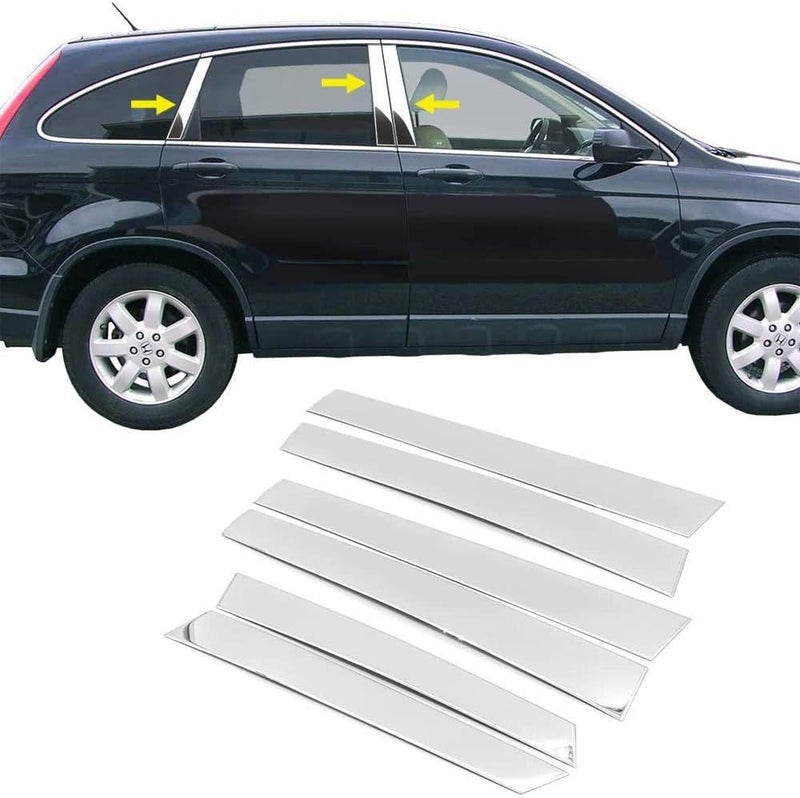 Overun Signature 6PCS Stainless Steel Side Door Pillar Post Trim Set for 2007-2011 Honda CR-V - Image 1
