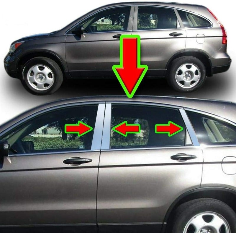 Overun Signature 6PCS Stainless Steel Side Door Pillar Post Trim Set for 2007-2011 Honda CR-V - Image 2