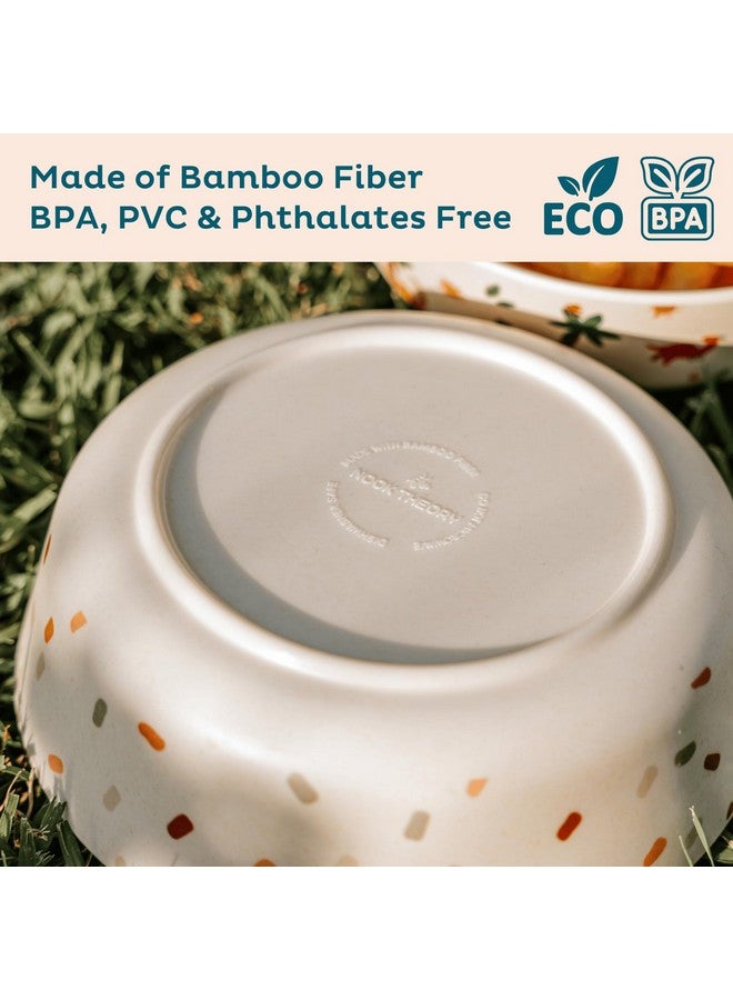 Nook Theory 4 Pack Bamboo Bowls - 18 Oz Reusable Toddler and Kids Bowl, Dishwasher Safe - Not Microwavable Bamboo Dishes (Wildflower) - Image 3