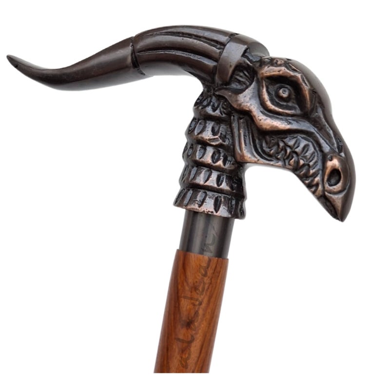 ALADEAN Walking Cane HandmadeWooden Ergonomic Stylish Canes for Men Cane for Women Elderly Walking Sticks for Seniors Unique Wood Dracarys - Image 3