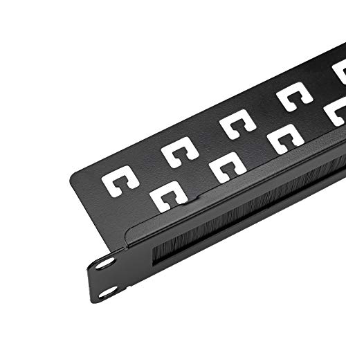 NavePoint 1U Rack Mount Cable Management Panel with Tidy Brush Slot for Cable Entry for 19-Inch Rack Or Cabinet Black - Image 4