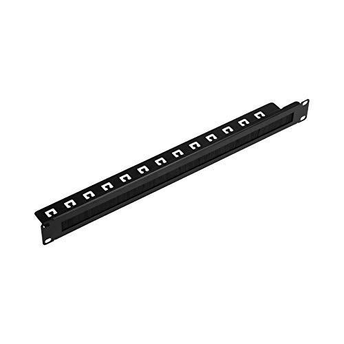 NavePoint 1U Rack Mount Cable Management Panel with Tidy Brush Slot for Cable Entry for 19-Inch Rack Or Cabinet Black - Image 1