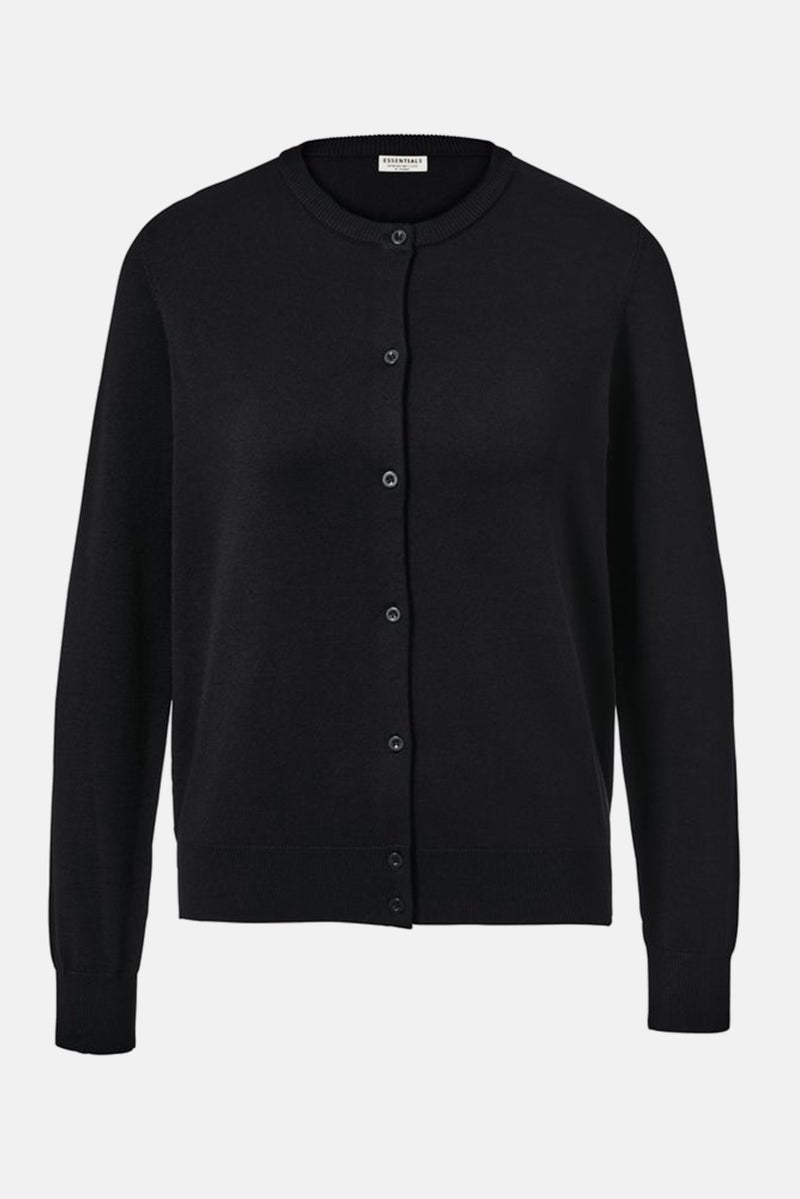 Tchibo Women Crew Neck Knitted Cardigan, Black  - Image 2